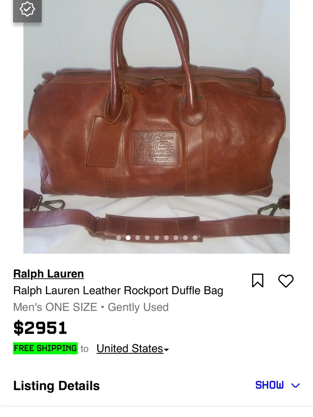 Ralph Lauren Leather Rockport Duffle Bag - Picture 9 of 16